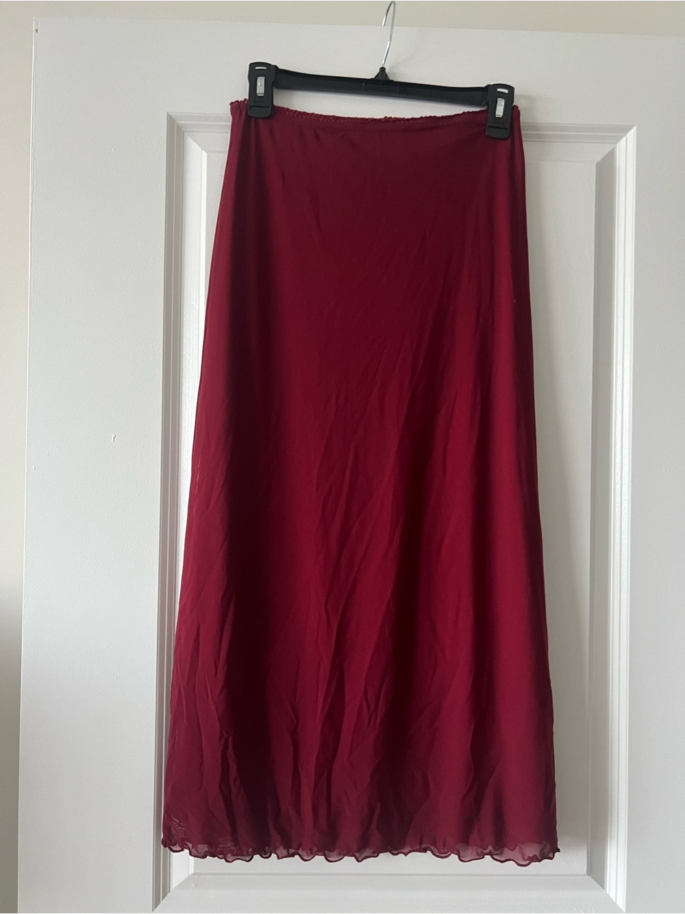 Y2K Princess Polly Wine Red Midi Slip Skirt